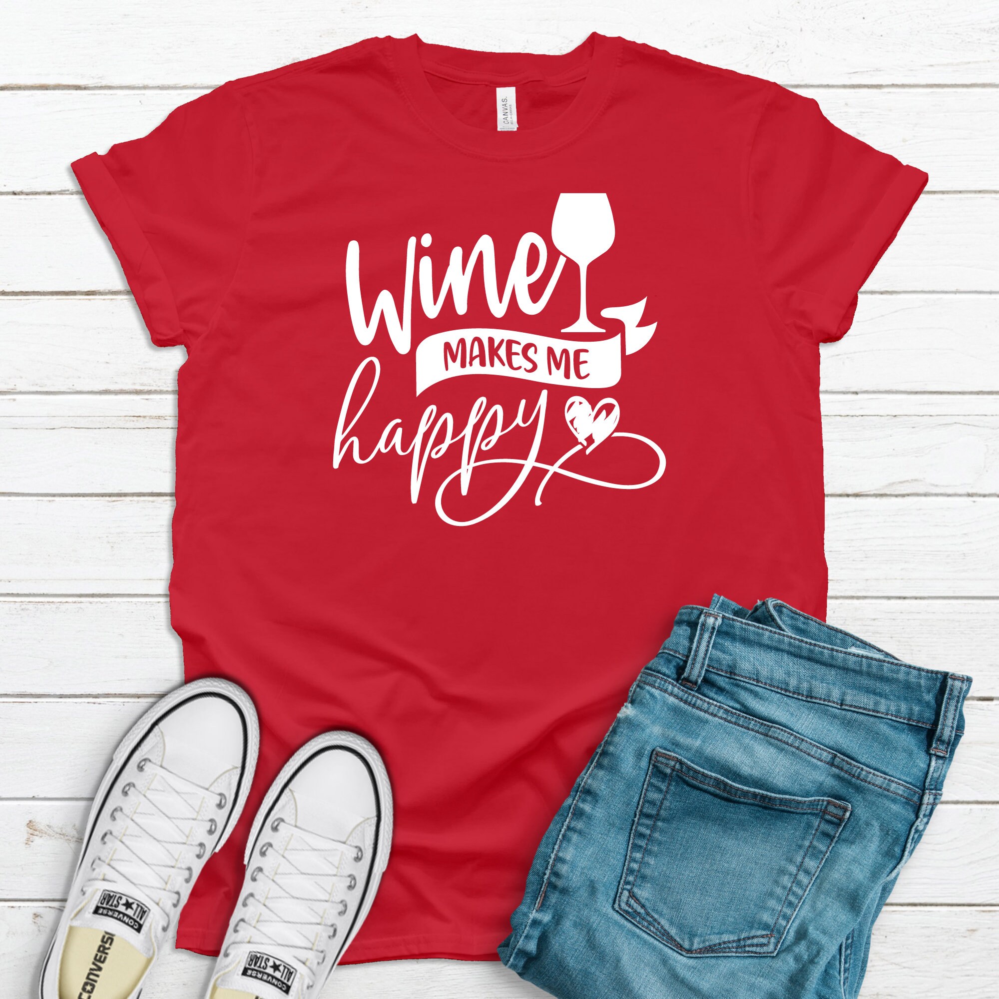 Wein macht mich glücklich Wein Tshirt Lustige Wein Tshirt Etsy