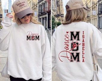 Glitter Dance Mom Sweatshirt | Personalized Ballet Crewneck With Kids Name | Customizable Cheer Studio Competition Apparel