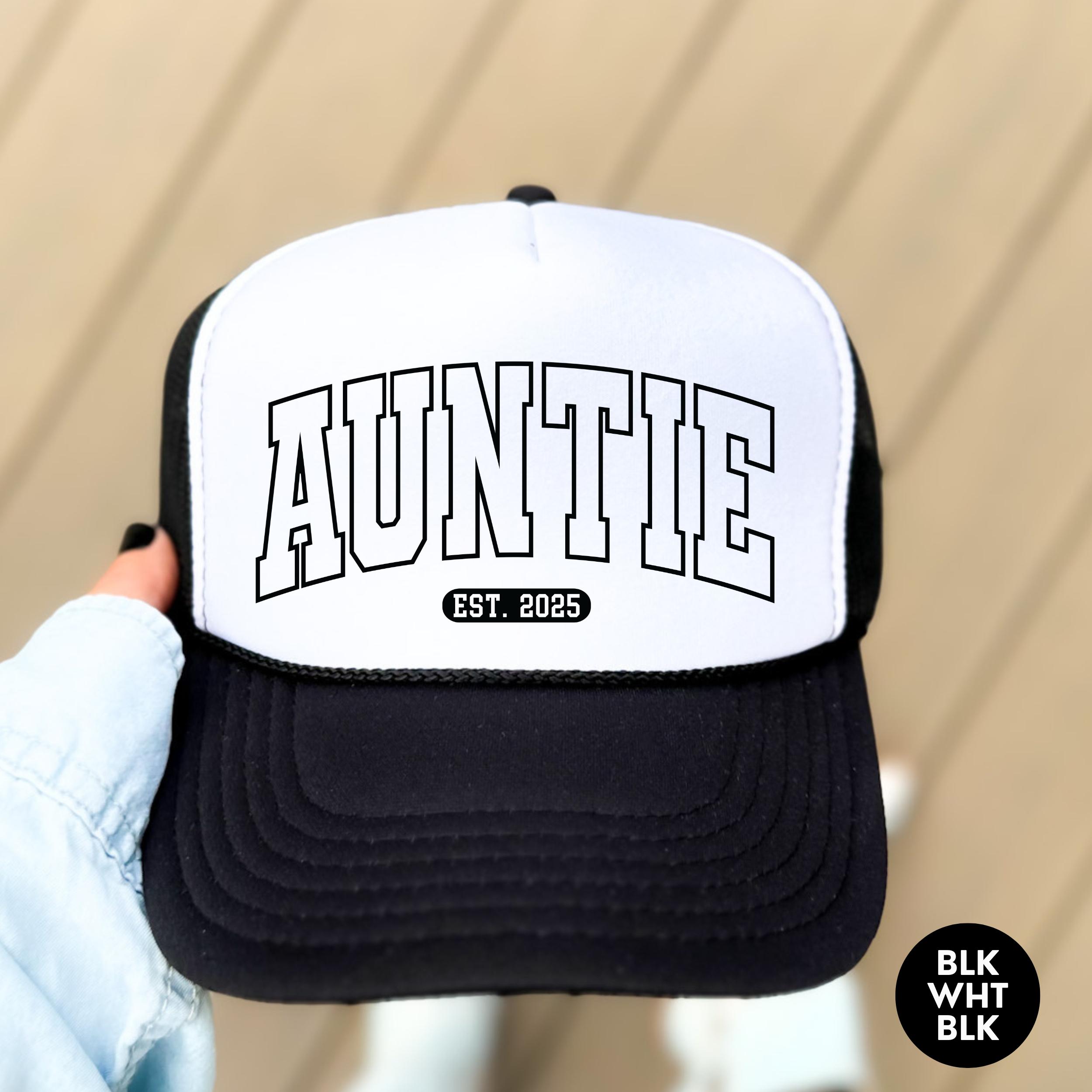 Auntie EST Hat, Custom Auntie Trucker Hat, Mothers day Foam Otto Hat, Auntie Established Cap, New Aunt  Hat, Pregnancy Reveal Hat