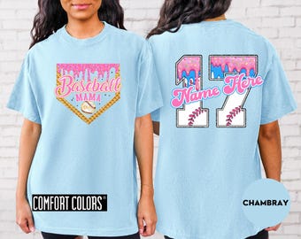 Baseball Mama Comfort Colors Shirt: Ice Cream Drip Game Day Tee