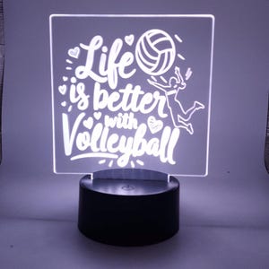 Personalized Volleyball Player LED Night Light: Color Changing Desk Lamp