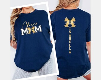 Personalized Cheer Mom Shirt: Custom Name, Cheer Bow Design