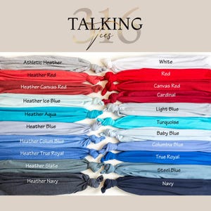 a collection of 16 different colored t-shirts, each with a unique color and design, arranged in a grid-like pattern.