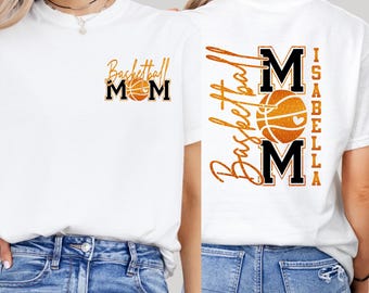 Personalized Basketball Mom T-Shirt with Kid Name | Custom Glitter Game Day Shirt for Sports Moms | Proud Team Supporter Gift Tee