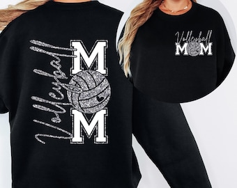 Glitter Volleyball Mom Sweatshirt: Sparkly Heart Design, Game Day Shirt