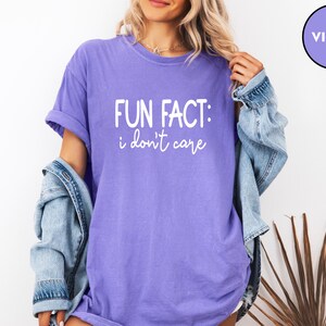 Funny Sarcastic T Shirt Fun Fact I Dont Care Shirt Grey Aesthetic Tee Minimalist Quote Shirt Casual Outfit Gift for Friends Women image 10
