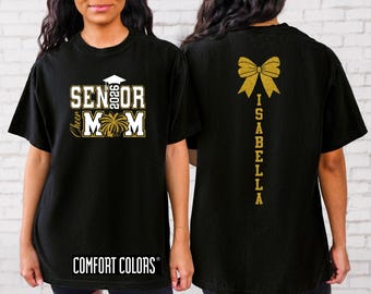 Glitter Senior Mom 2027 Shirt with Custom Name Back, Class of 2027 Graduation Mom Tee, Proud Senior Parent Shirt, Senior Year Spirit Top