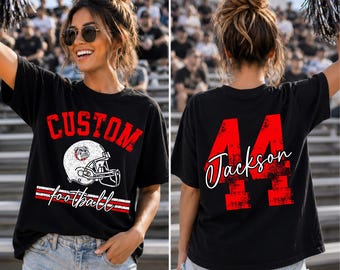 Personalized Football Mom Shirt, Custom Player Name Number Tee, Bulldogs Football Shirt, Game Day Spirit Wear, Football Mama Gift