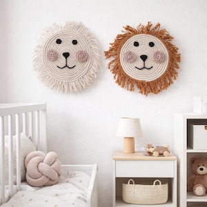 Macrame Lion Wall Decor | Boho Nursery Decor | Lion Nursery Decor | Macrame Wall Hanging | Safari Baby Room | Baby Shower Gift | Crochet Lion