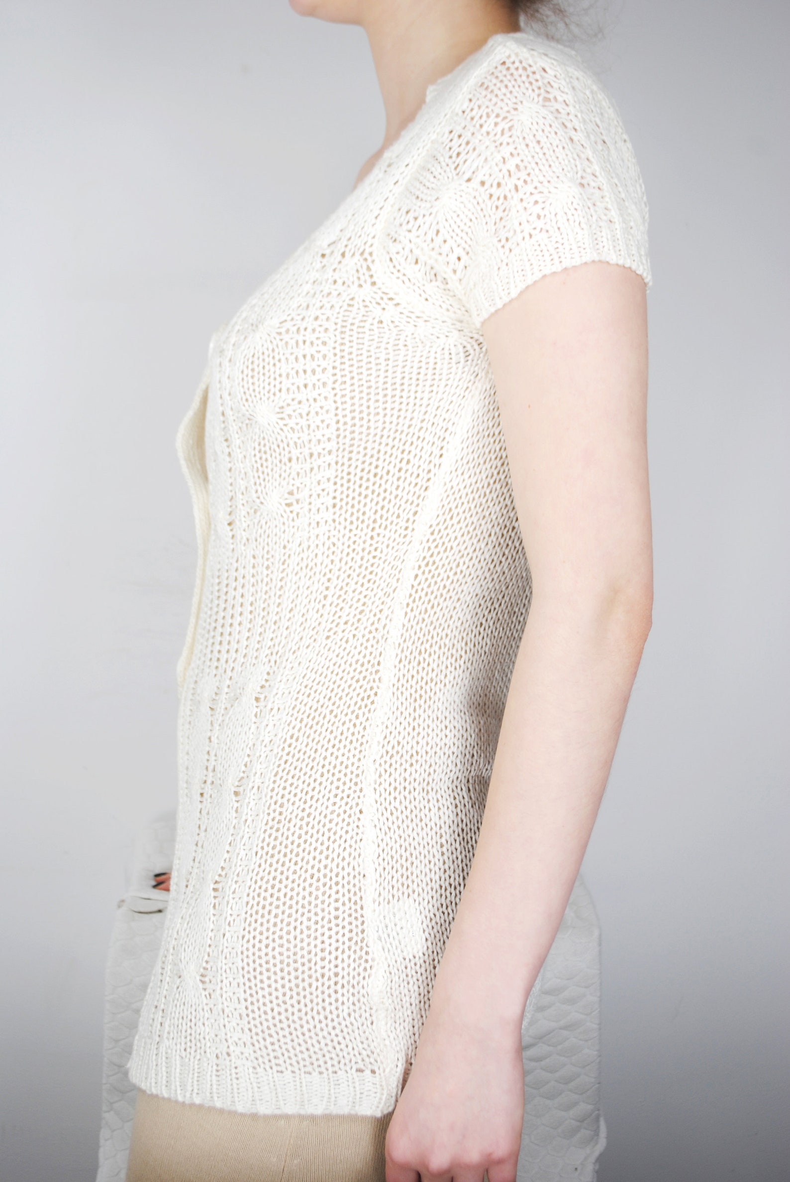 White Short Sleeve Cardigan Button Down Knitten Cardigan for Etsy