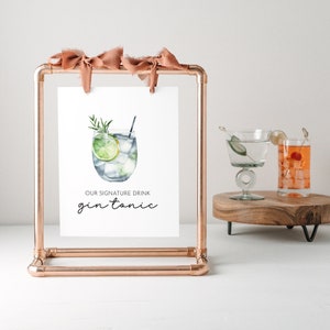 Gin Tonic Signature Drink Sign • Wedding Signature Cocktail Sign • Editable Signature Drink Template • Bridal Shower Drink Bar Sign LULLABY