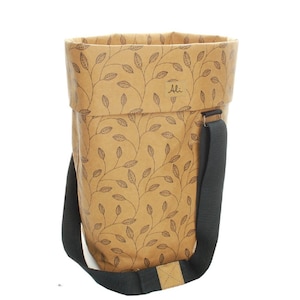 Sac à main Marie à imprimé fleuri, sac en cuir vegan, matière éco, Kraft Tex, papier lavable, snappap, sac papier toilette