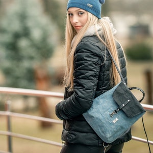 Zaino HANKA per ragazze e donne, zaino in pelle vegana, materiale ecologico, carta kraft lavabile, SnapPap, zaino ECO