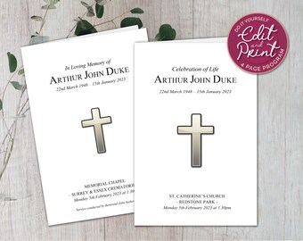 Classic Funeral Program Template, Funeral Order of Service, Obituary Program, A Celebration of the Life of, Memorial Program