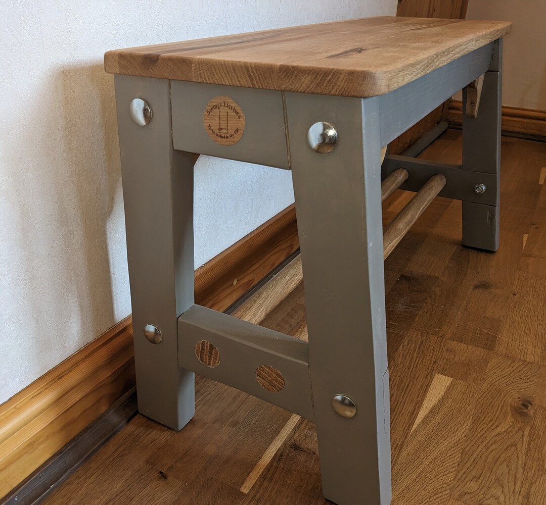 Solid Oak Shoe Rack in Mole's Breath Grey - Entryway Storage Solution ...