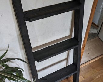 Handcrafted Wooden Ladder Shelf: Bathroom Towel Storage, Painted Finish