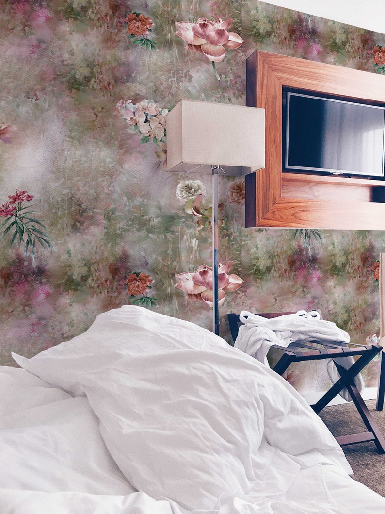 Vintage Floral Wall Mural Botanical Wallpaper Etsy