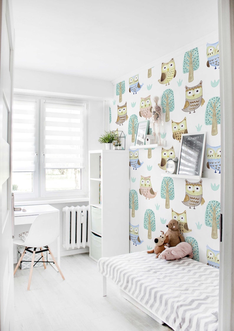 Owl Child World Kids Room Self-adhesive Wall Decor Eco - Etsy