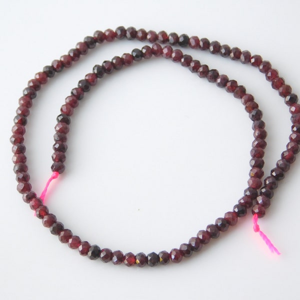 1 strand of faceted garnet beads Rondelle 3 mm