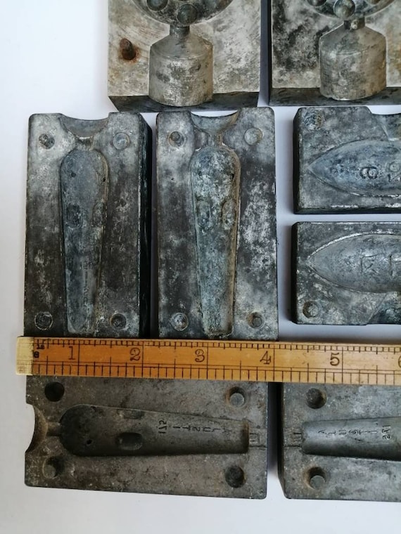 Collection of Vintage Fishing Weight Lead Moulds all Six -  UK