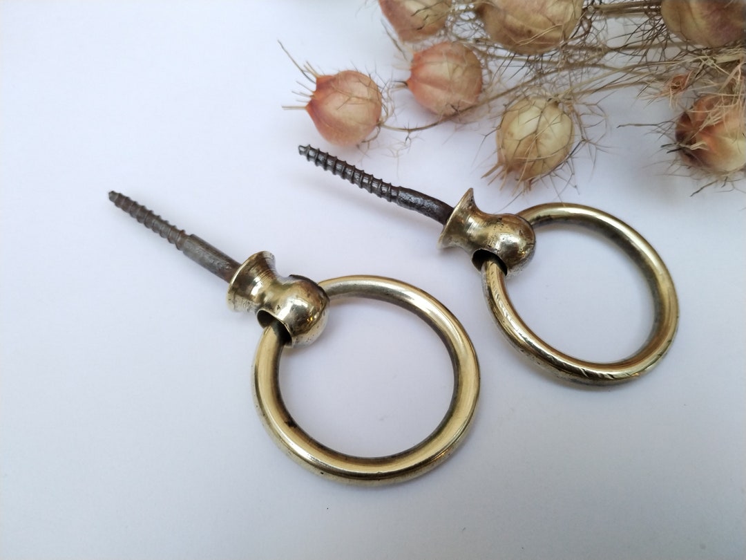 Pair of Antique Brass Ring Pull Handles Tethering Rings or Etsy