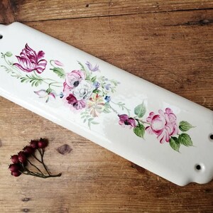 Beautiful Antique Hand Painted Door Ceramic Finger Plate / Push Plate