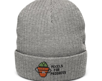 Pixels for Progress-logotyp ribbad stickad mössa