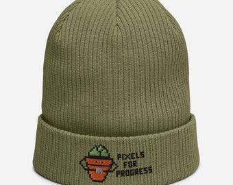 Pixels for Progress Logo Ekologisk Ribbad Mössa