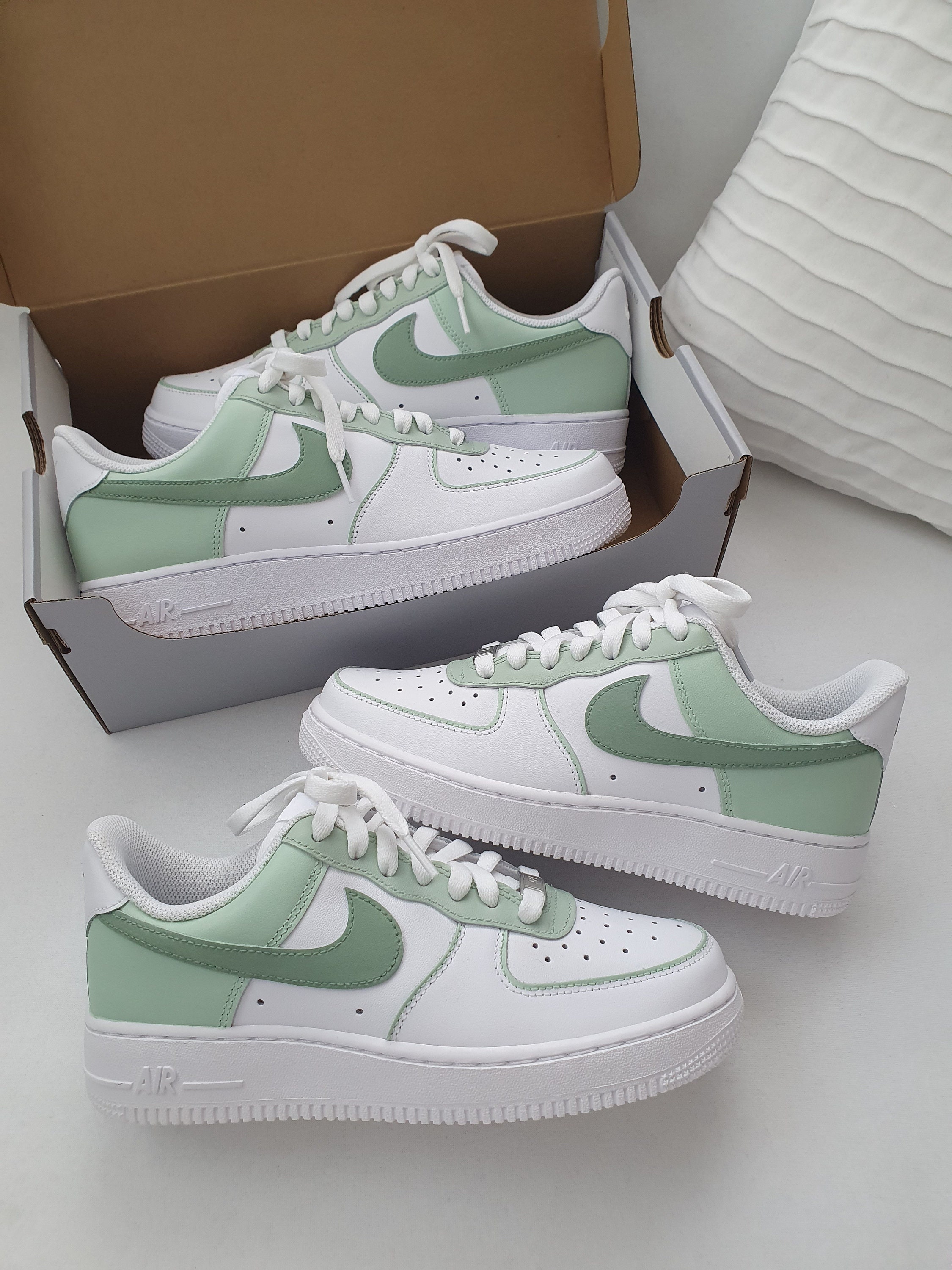 Nike Air Force 1 matcha . AF1 Custom Sneakers Green Sneakers