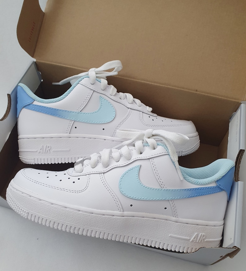 Nike Air Force 1 'blue Faded Swoosh' - Etsy