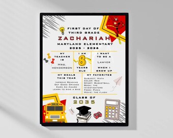 First Day of School Printable, Editable Back to School Sign, First Day of School Sign, First Day of Preschool Sign, Digital Download