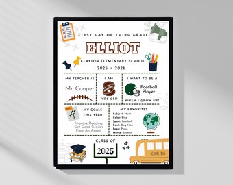 First Day of School Printable, Editable Back to School Sign, First Day of School Sign, First Day of Preschool Sign, Digital Download