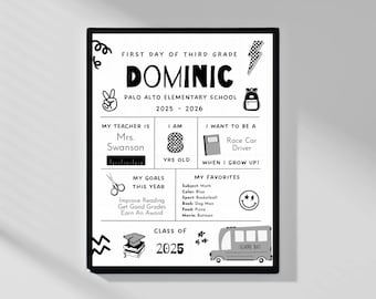 First Day of School Printable, Editable Back to School Sign, First Day of School Sign, Digital Download