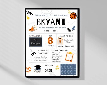 First Day of School Printable, Editable Back to School Sign, First Day of School Sign, First Day of Preschool Sign, Digital Download
