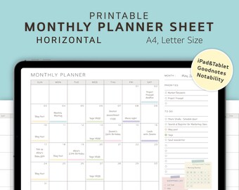 Undated Printable Weekly Planner Sheet Ver.2 Horizontal Digital A4 ...