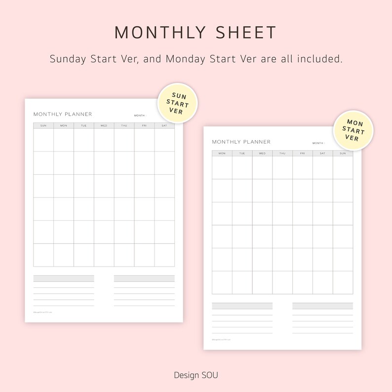 Undated Printable Monthly Planner Sheet Portrait Digital | Etsy
