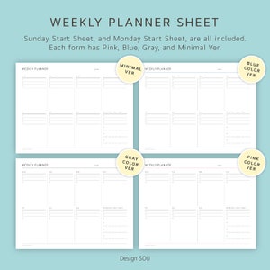 Undated Printable Weekly Planner Sheet Ver.2 Horizontal Digital A4 ...
