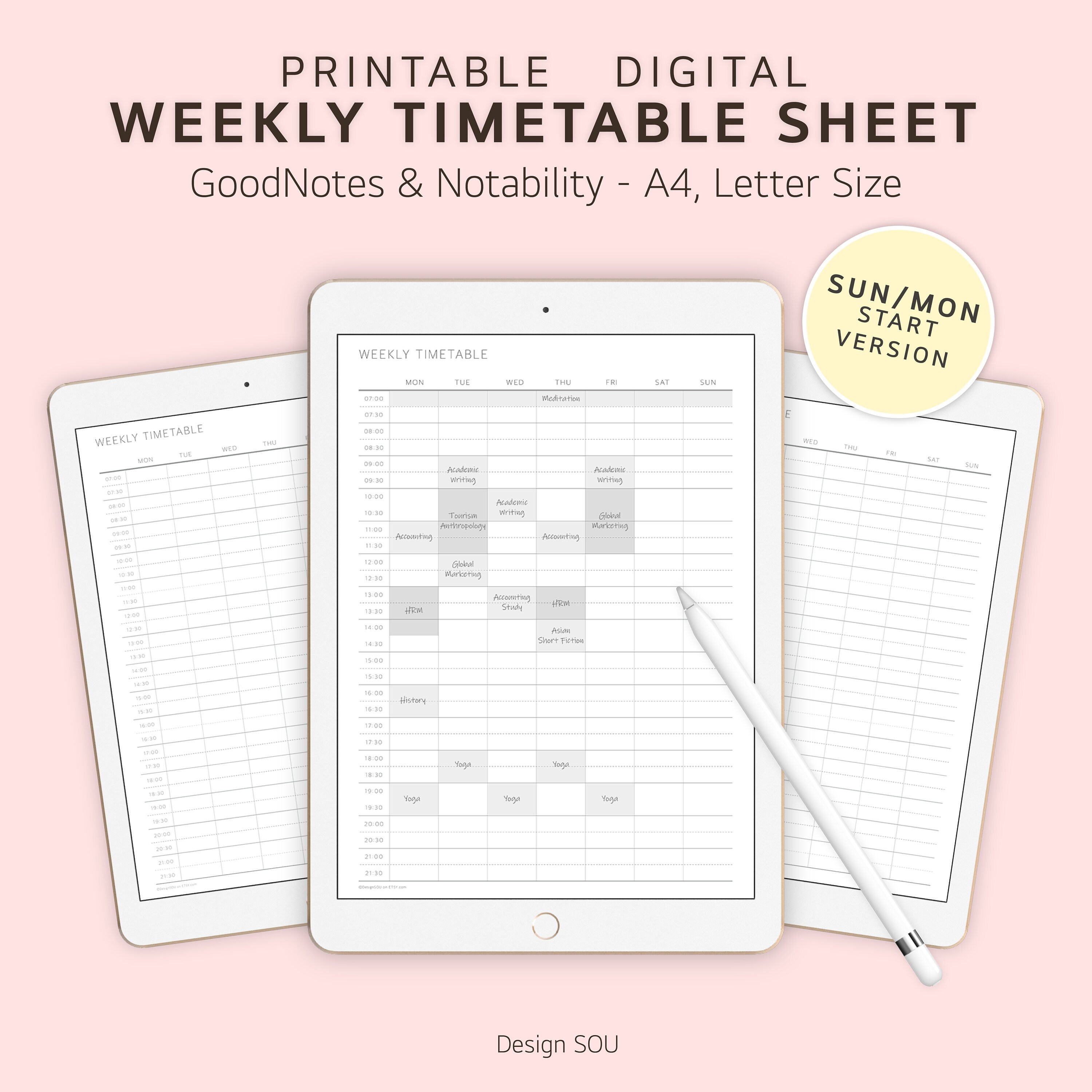Weekly Timetable Sheet Printable Planner Insert Digital Etsy Weekly Timetable Sheet Printable Planner Insert Digital Etsy