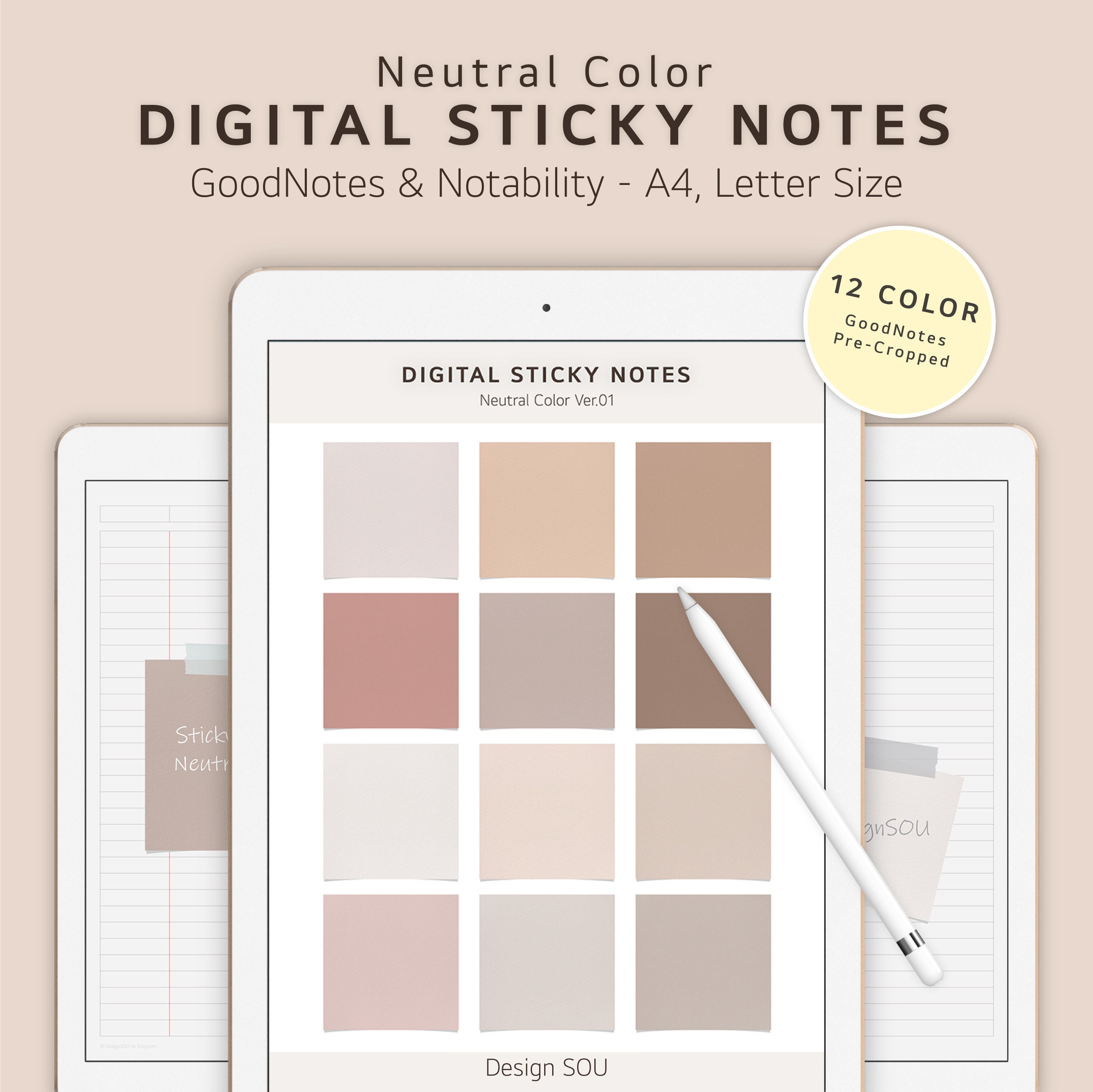 Digital Sticky Notes Neutral Color Goodnotes Notability - Etsy
