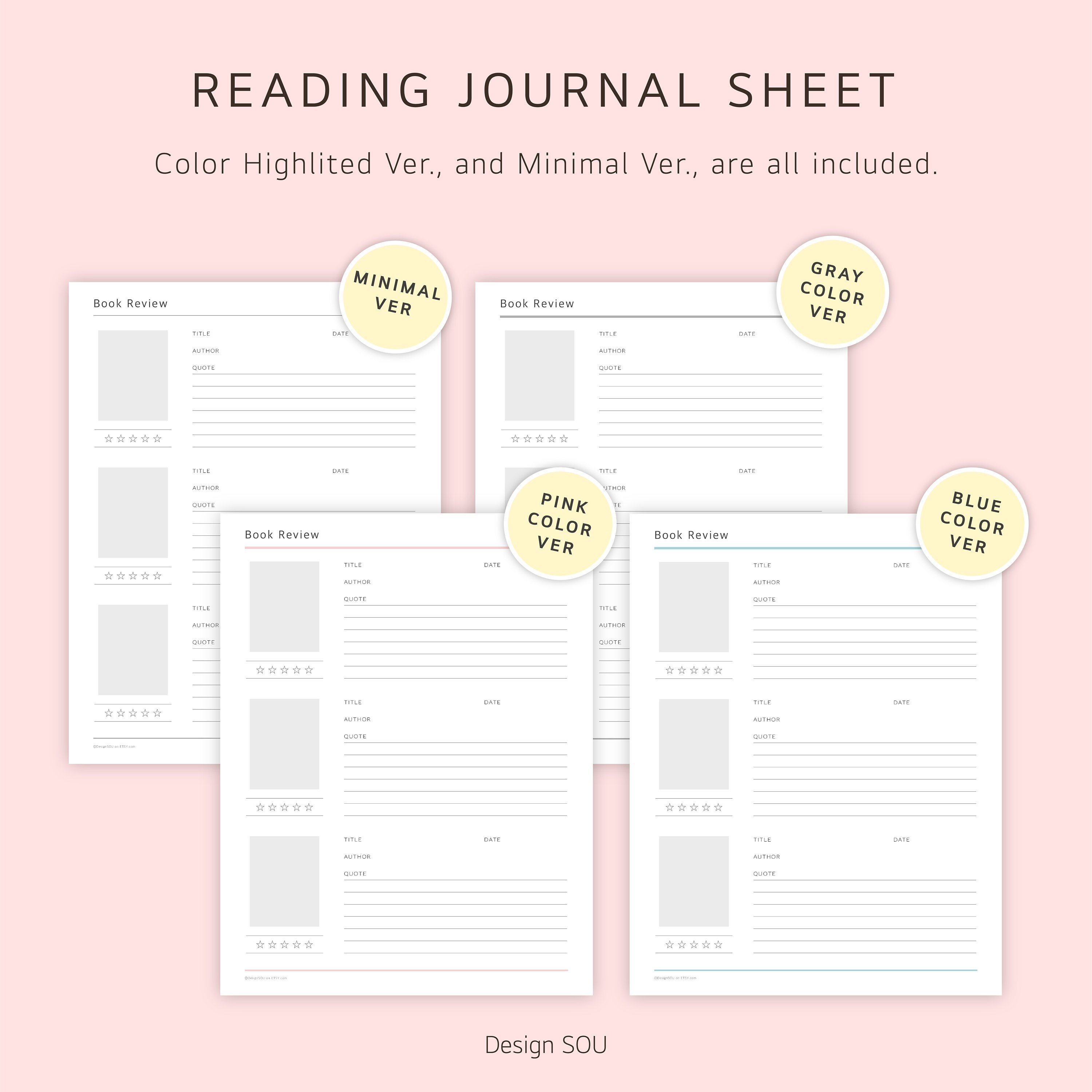 Reading Journal Sheet Digital Planner A4 Letter | Etsy