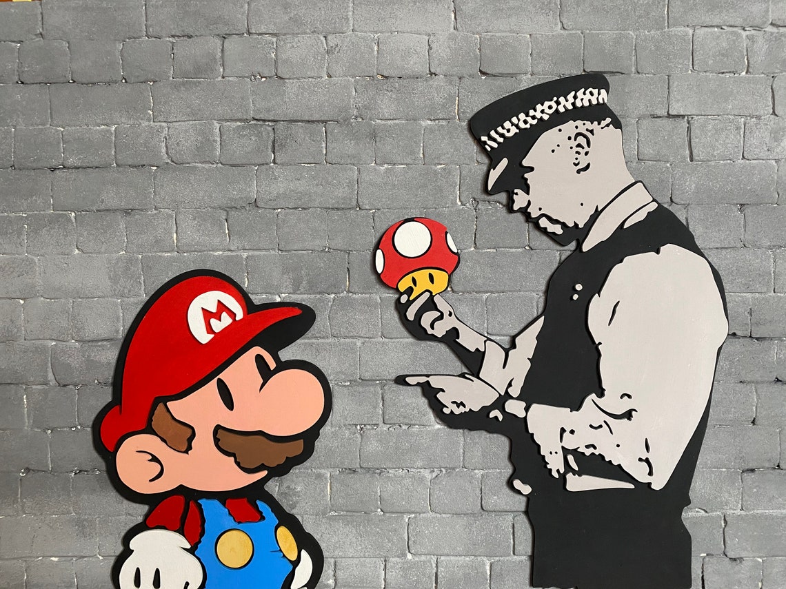 Banksy Mario Modern 3d Wall Art Graffiti Wall Art 3D Wood Etsy Ireland