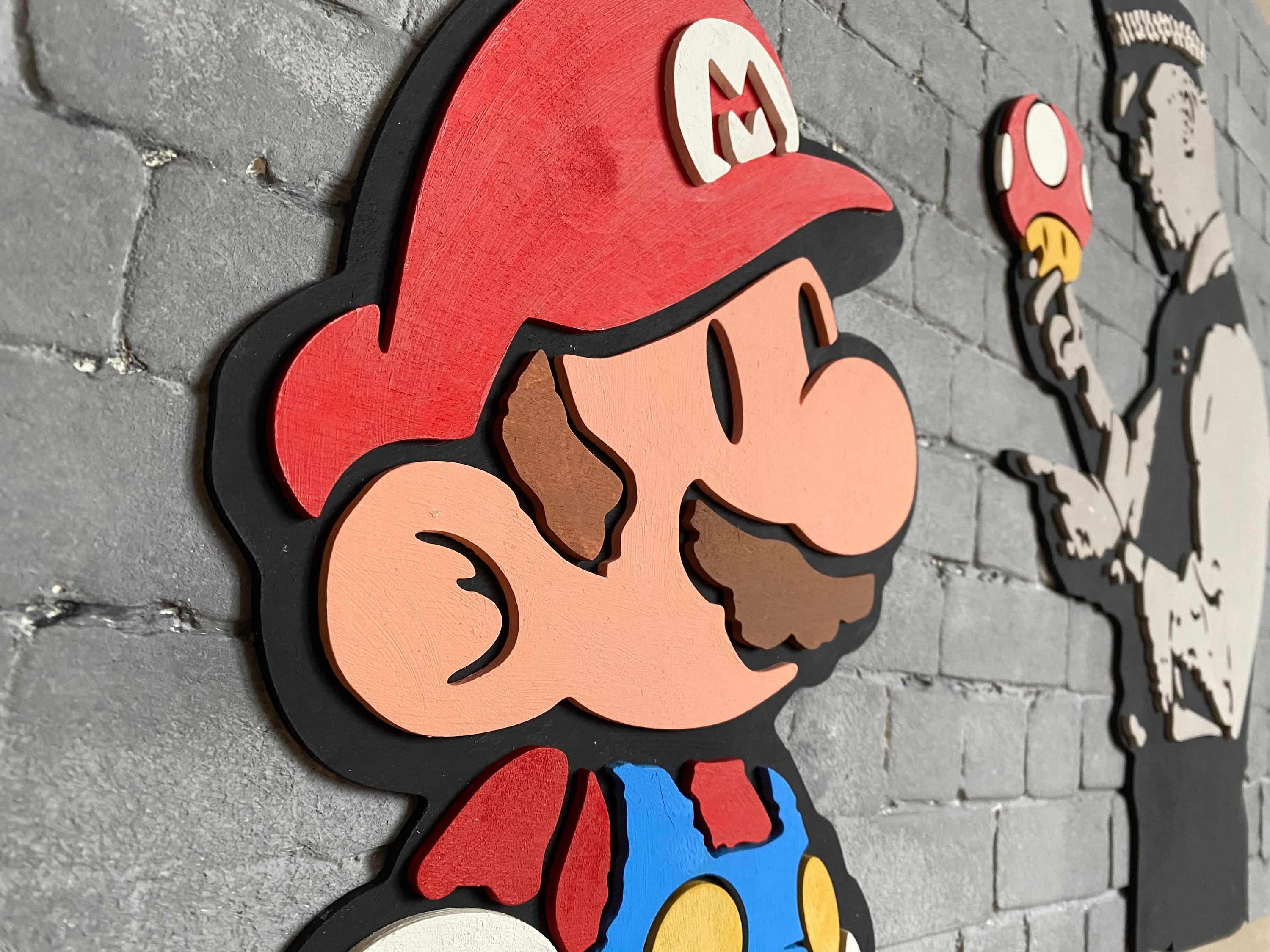 Banksy Mario Modern 3d Wall Art Graffiti Wall Art 3D Wood Etsy Ireland