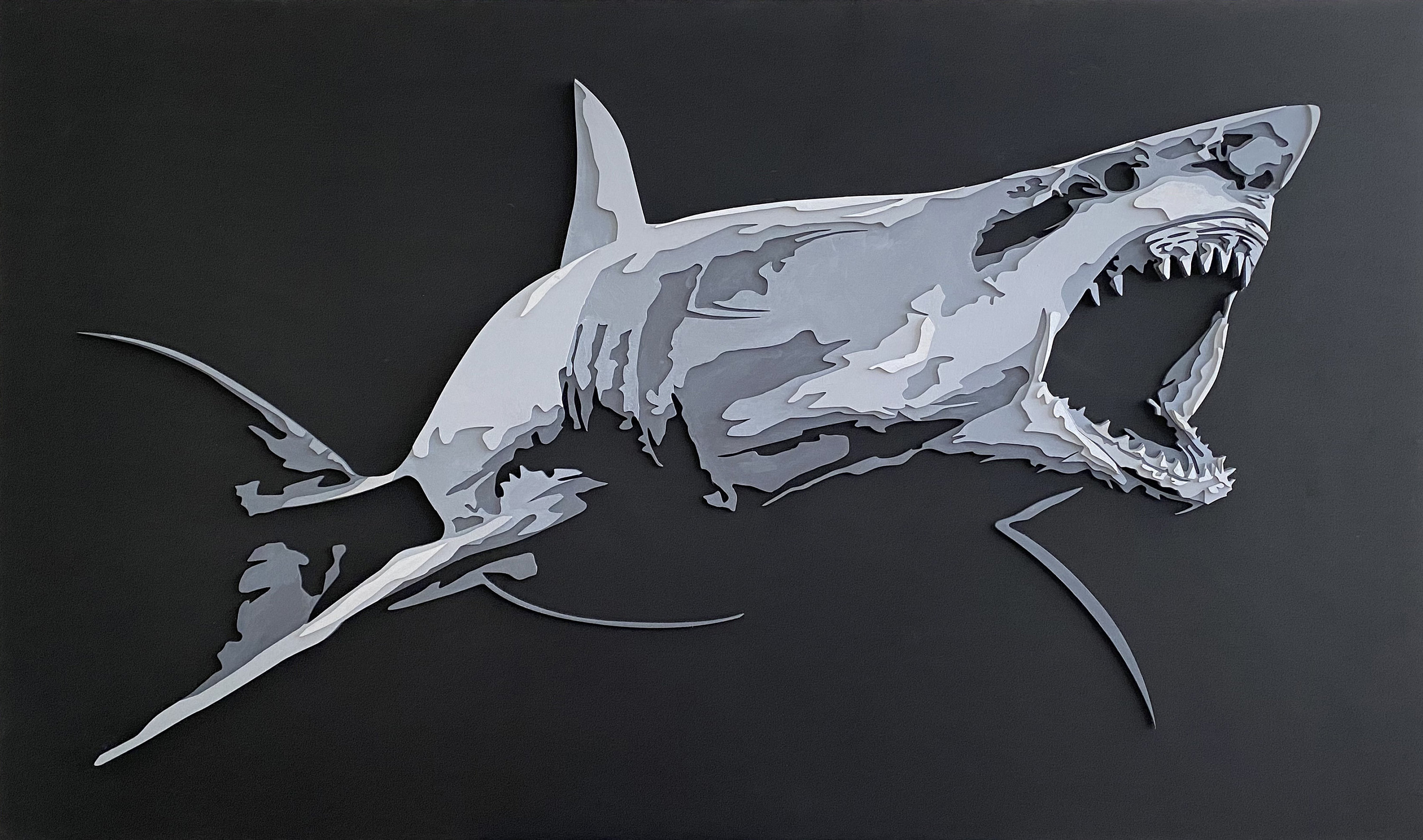 Shark wall art painting Shark 3d wood wall art Great white Etsy