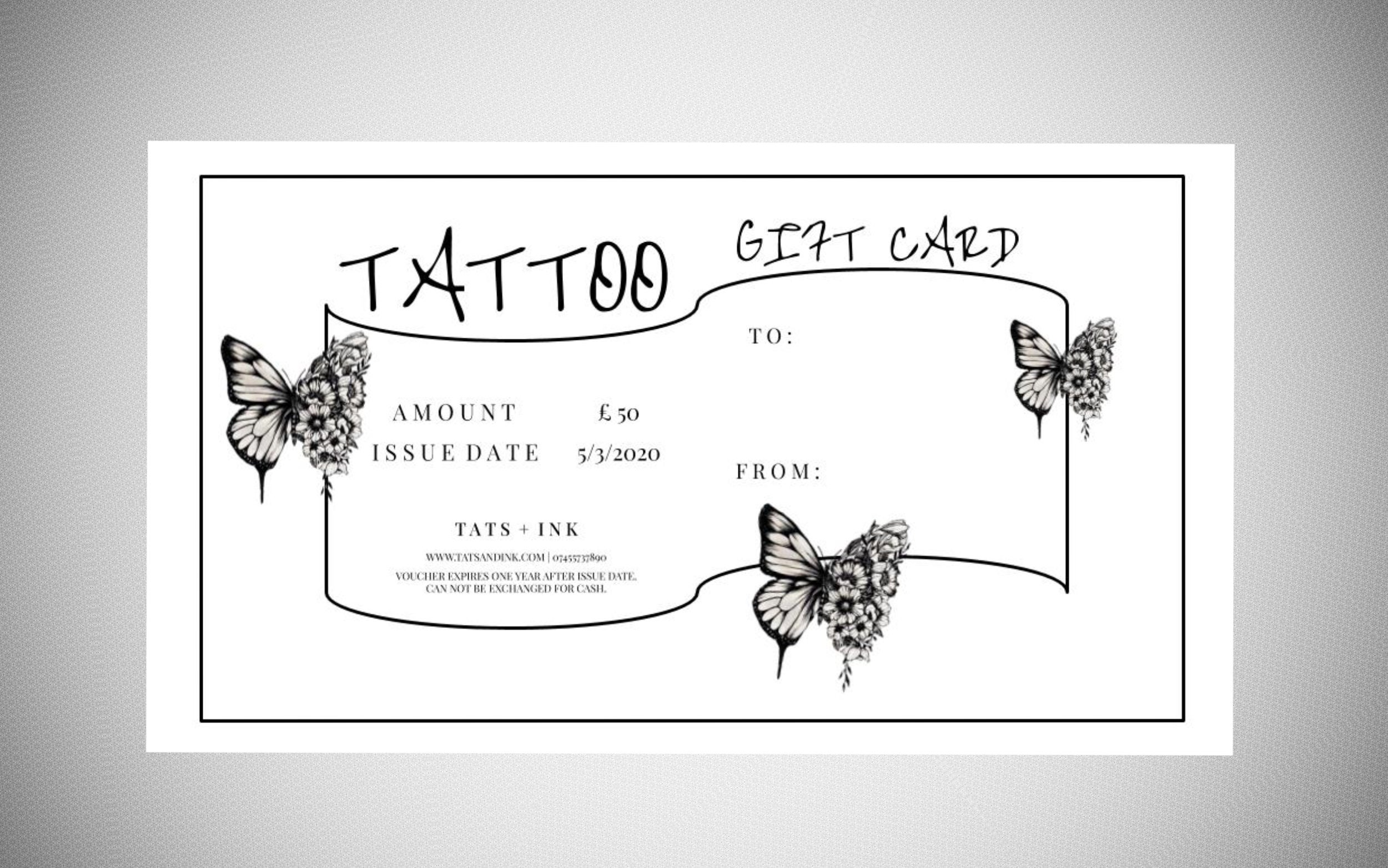 Tattoo Gift Certificate Editable Gift Certificate Template Etsy