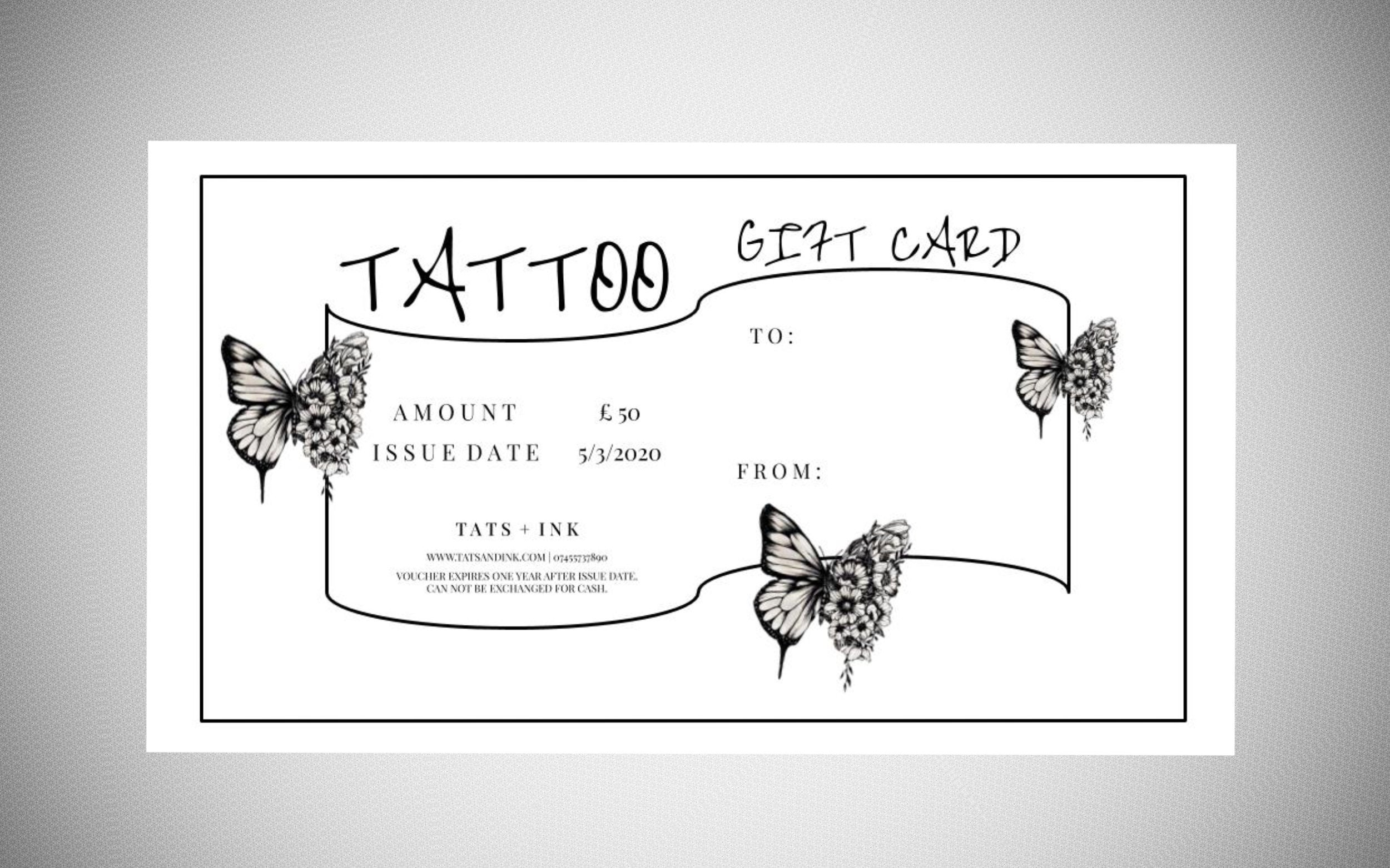 Get Our Sample Of Tattoo Gift Certificate Template Free Free Gift My 