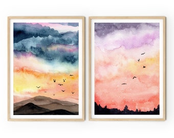 Sunset Watercolor Etsy