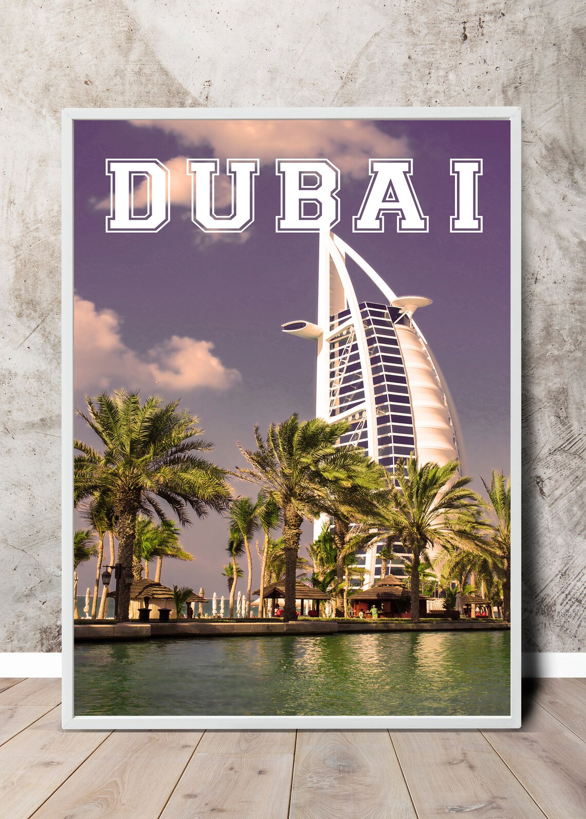 Dubai City Poster Vintage Retro Style Travel Poster Wall Decor Etsy
