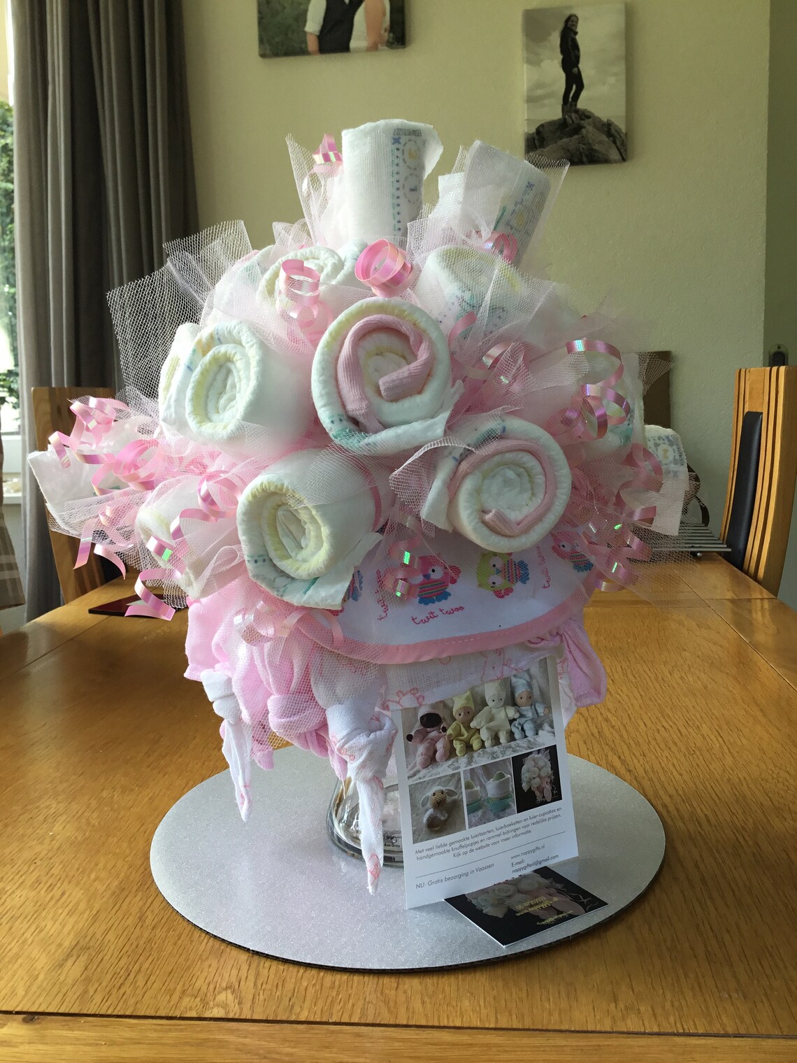 Large Diaper Bouquet Including Vase Etsy