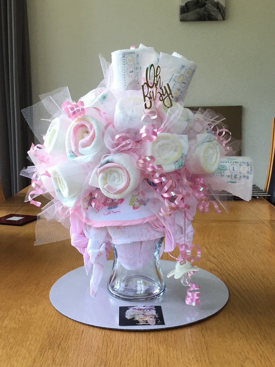 Large Diaper Bouquet Including Vase Etsy
