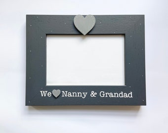 Nanny & Grandad Frame, Wooden Photo Frame, Heart Frame